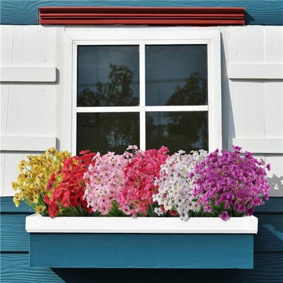 24 Bundle Artificial Flowers Outdoor UV Resistant Faux Plants Garden Decor - Picture 5 of 7